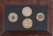 GROUP OF FRAMED LABELS AND FOU
