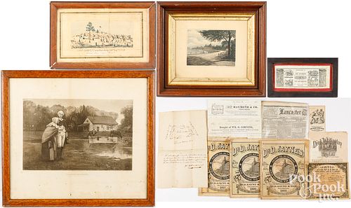 GROUP OF FRAMED LITHOGRAPHS AND