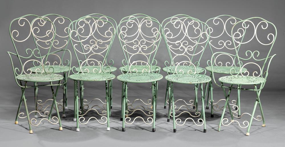 GROUP OF FRENCH WROUGHT IRON BISTRO
