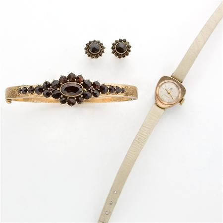 Group of Garnet Jewelry, Metal