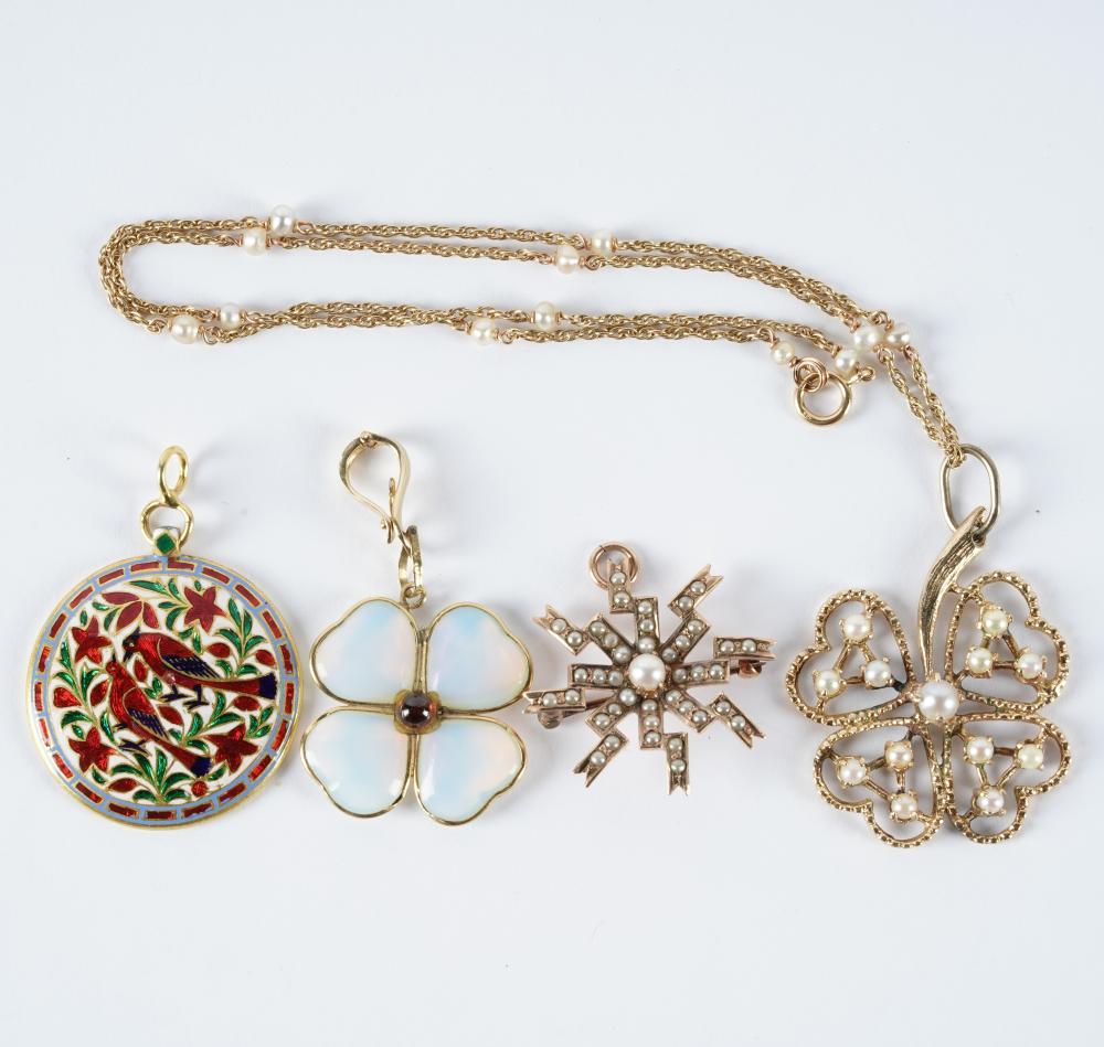 GROUP OF GEM-SET PENDANTSone