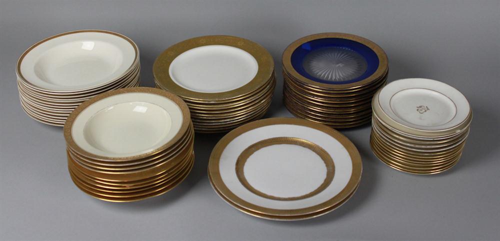 GROUP OF GILT AND WHITE PORCELAIN