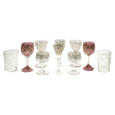 Group of Gilt Decorated Glass