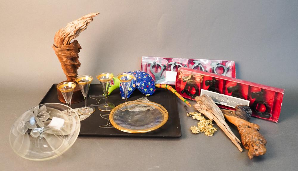 GROUP OF GILT RIM GLASSWARE AND