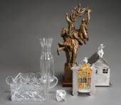 GROUP OF GLASS AND METAL TABLE