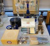 GROUP OF GLASS BARWARE, SILVER