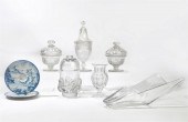 GROUP OF GLASSWARE & GLAZED EA