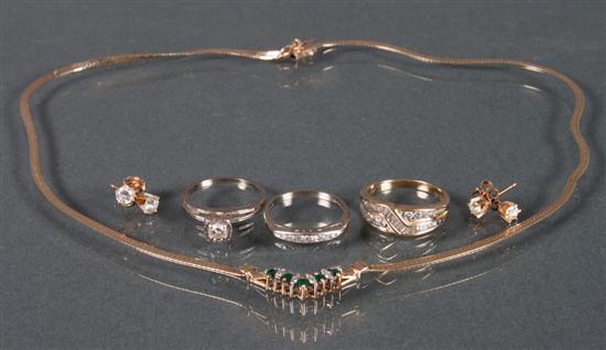 Group of gold and diamond jewelry