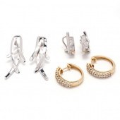 GROUP OF GOLD AND DIAMOND EARR