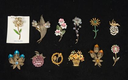 Group of gold and rhinestone floral