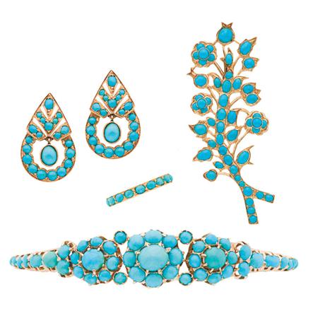 Group of Gold and Turquoise Jewelry