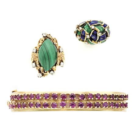 Group of Gold, Colored Stone,