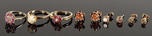 GROUP OF GOLD JEWELRY INCL DIA