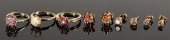 GROUP OF GOLD JEWELRY INCL DIA