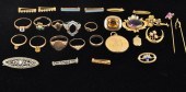 GROUP OF GOLD, SILVER AND STON