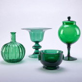 GROUP OF GREEN GLASSWARE<br>Co