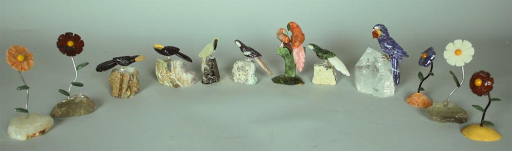 GROUP OF HARDSTONE SPECIMEN BIRDS