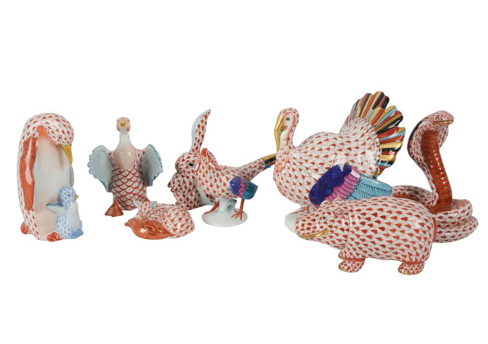GROUP OF HEREND ORANGE FISHNET