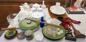 GROUP OF HOBNAIL GLASS, ENAMEL