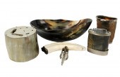 GROUP OF HORN TABLE ARTICLESGr
