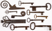GROUP OF IRON AND BRASS KEYS,
