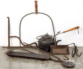 GROUP OF IRON HEARTH ITEMS, 18