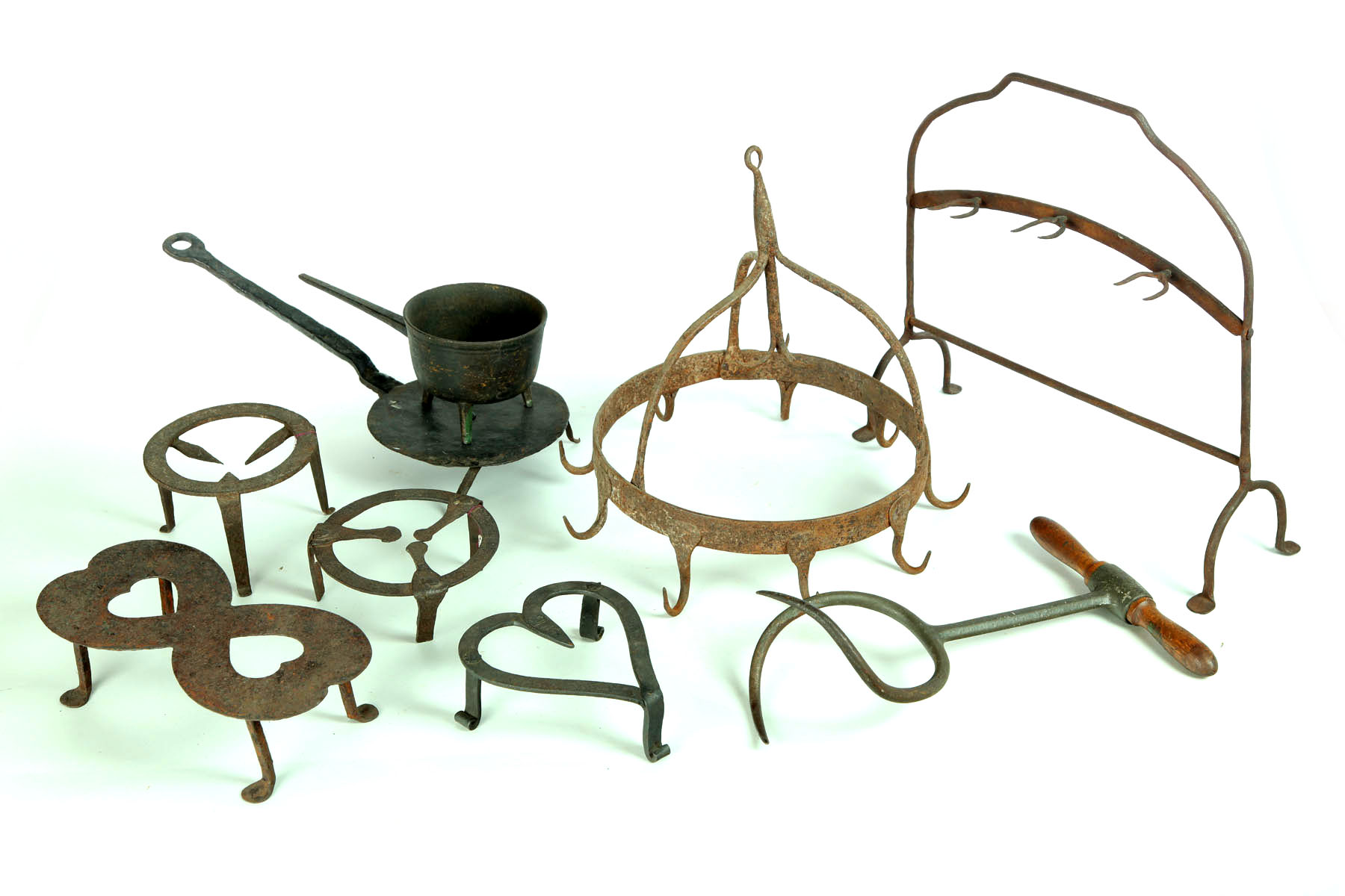 GROUP OF IRON UTENSILS.  American
