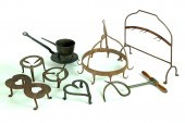 GROUP OF IRON UTENSILS.  Ameri
