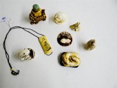 GROUP OF IVORY CARVINGS AND SN