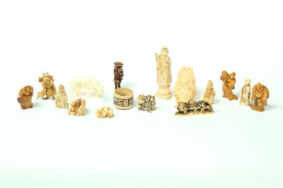 GROUP OF IVORY CARVINGS INCLUDING