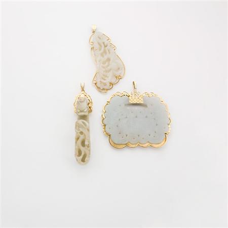 Group of Jade and Gold Jewelry 	 