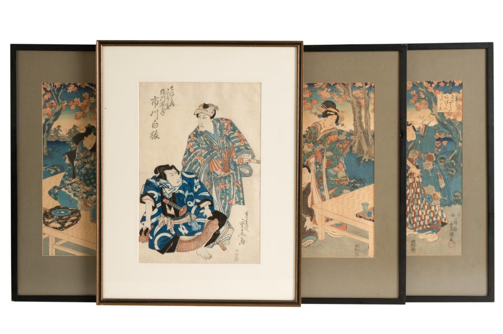 GROUP OF JAPANESE COLOR WOOD