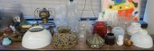 GROUP OF JEWELED BRASS LAMP SH