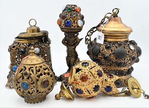 GROUP OF JEWELED SHADE ITEMS, TO