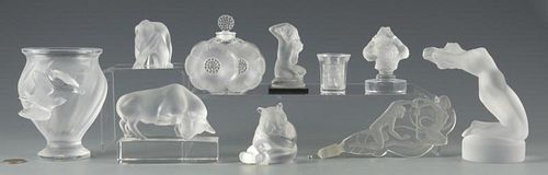 GROUP OF LALIQUE GLASSWARE, 10