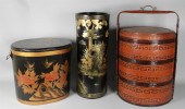 GROUP OF LARGE ASIAN LACQUER P
