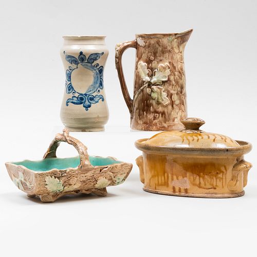 GROUP OF MAJOLICA AND GLAZED