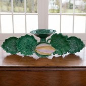 GROUP OF MAJOLICA SERVING WARE