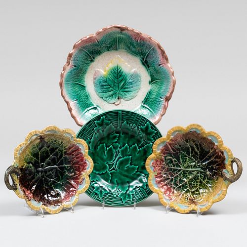 GROUP OF MAJOLICA WARESUnmarked.