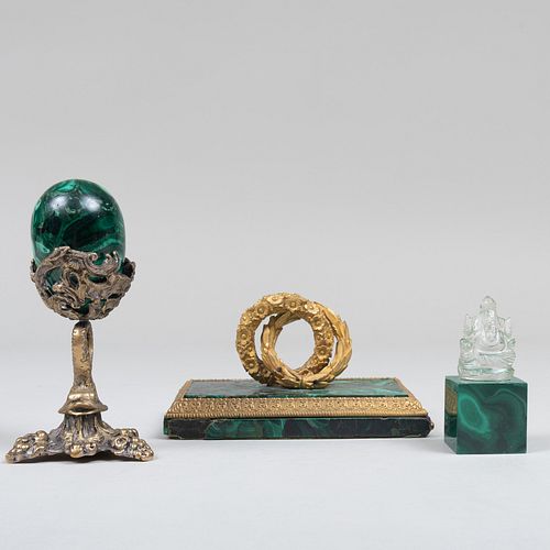 GROUP OF MALACHITE AND HARDSTONE