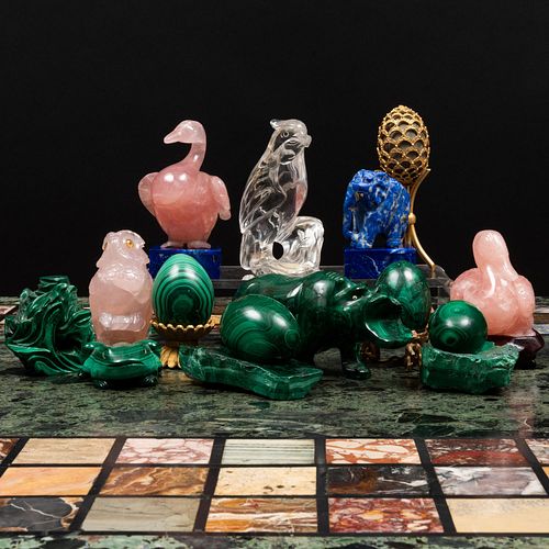 GROUP OF MALACHITE AND HARDSTONE