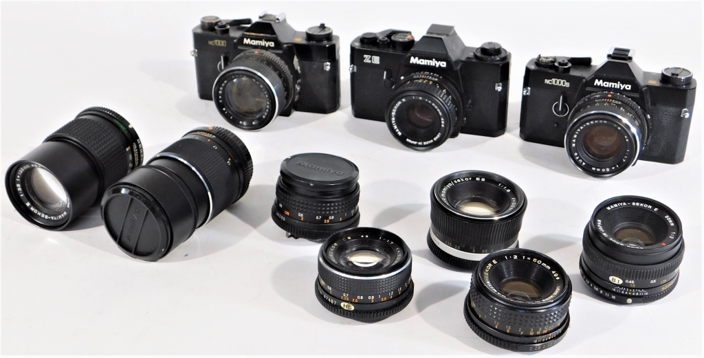 GROUP OF MAMIYA 35MM SLR CAMERAS