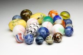 GROUP OF MARBLES AND BEADS. Tw