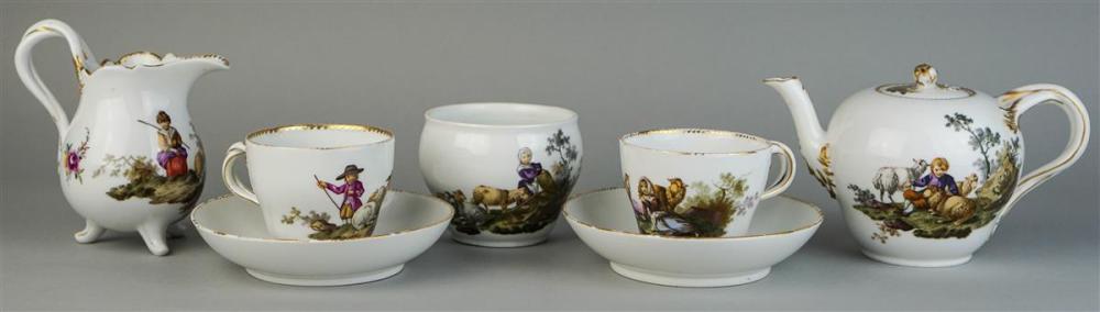 GROUP OF MEISSEN PASTORAL TEA