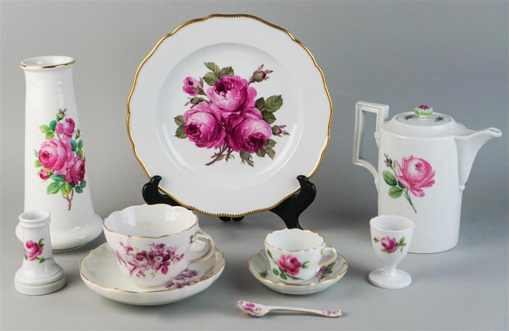 GROUP OF MEISSEN 'PINK ROSE'