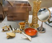 GROUP OF METAL AND GLASS DESK