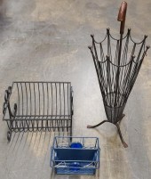 GROUP OF METAL STANDS AND CONT