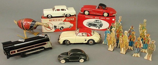 Group of metal toys- electric train