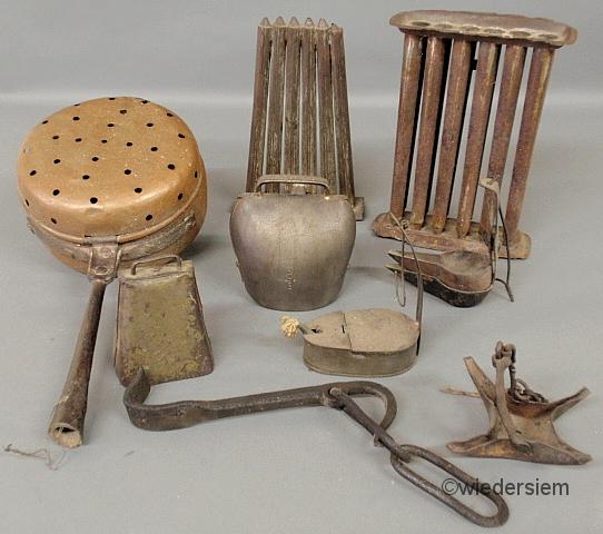 Group of metal ware- 3 fat lamps