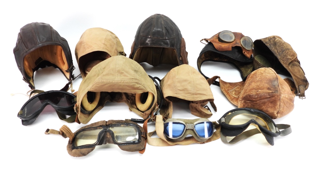 GROUP OF MILITARY FLIGHT HEADGEAR